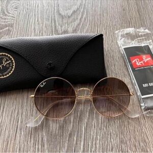 RAYBAN Ja-Jo Gold Rim Round Sunglasses
